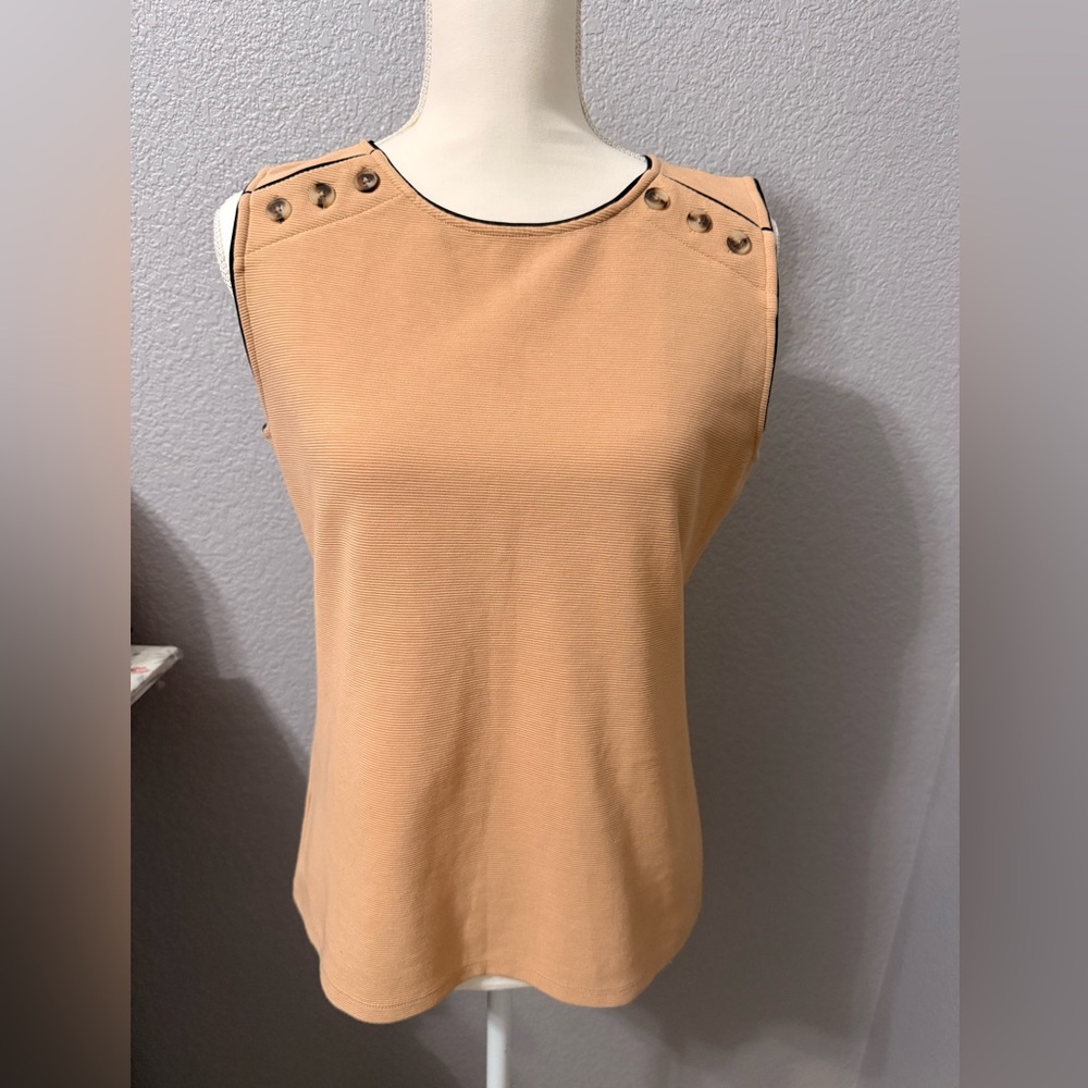 Ann Taylor Tan Tank Top with Button Accents